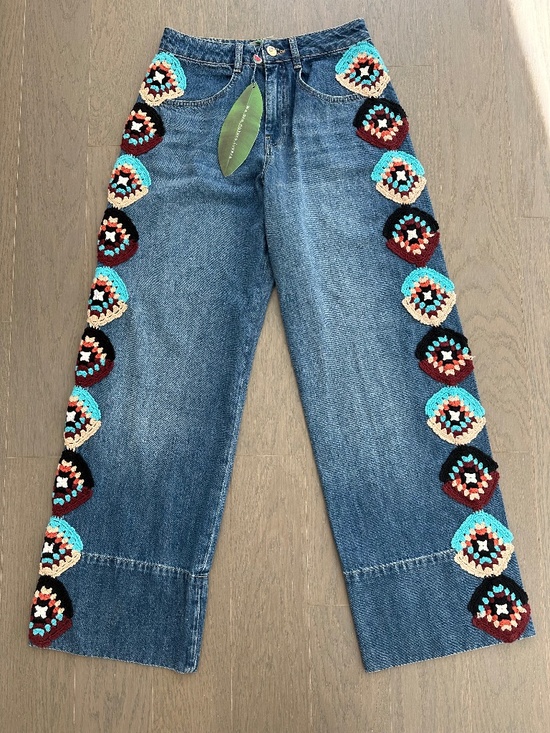 FARM Rio Denim - Farm Rio Colorful Stripes Crochet Denim Pants Jeans - Size 27 - With tags